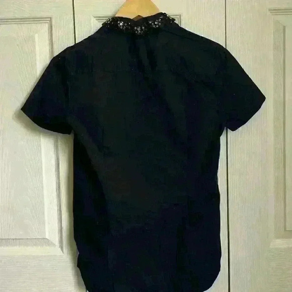 J. Crew Jeweled Collar Short Sleeve Button Shirt - Size 0 - Picture 2 of 8